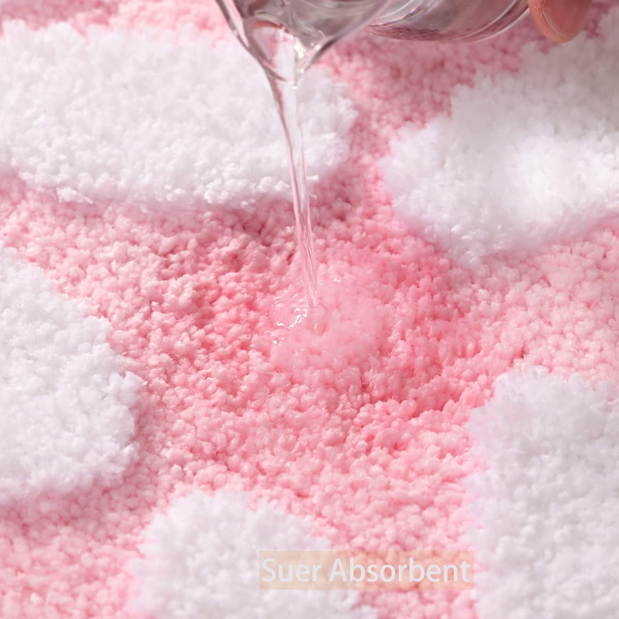 Pink Bathroom Rugs Cute Daisy Bath Mat White and Yellow Flower Decor Rug Non Slip Floor Carpet Microfiber Bath - view 4