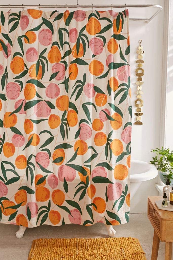 Feblilac Peach Leaves Shower Curtain with Hooks - view 2
