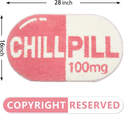 Feblilac Pink Funny CHILL PILL Mat for Bedroom Living Room