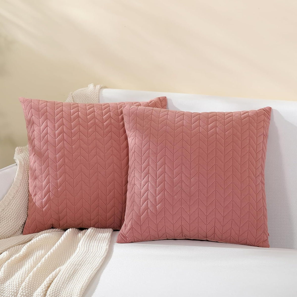 Feblilac Set of 2 Decorative Throw Pillow Covers Pillowcases Soft Square Cushion Covers Farmhouse Home Decor S - view 7