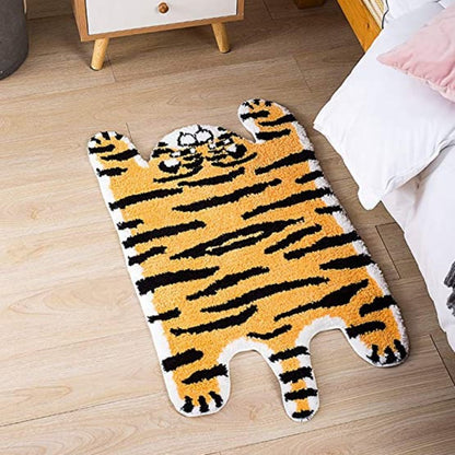 Feblilac Cute Soft Tiger Shaped Animals Tufted Bath Mat