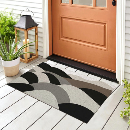 Feblilac Irregular Black, White and Gray Mountains PVC Coil Door Mat