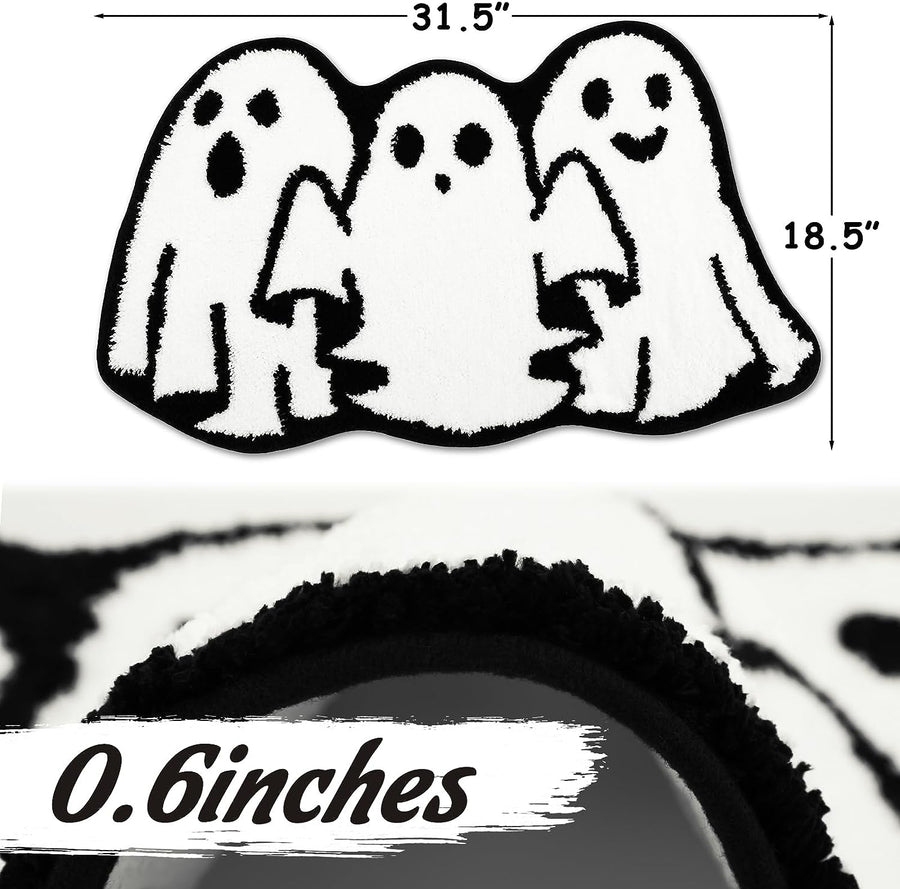 Feblilac Halloween Bath Mat Ghost Tufted Rug Non Slip Floor Mat for Bathroom - view 2