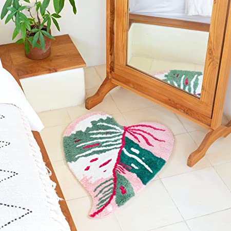 Feblilac Pink Princess Leaves Tufted Bath Mat - view 2