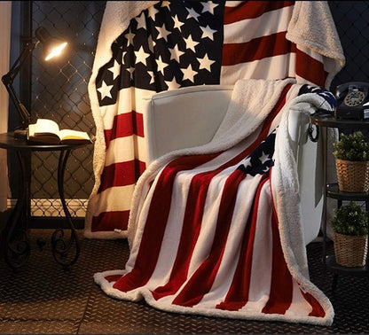 American Flag Throw 60'' X 50''- Bohemian Soft Plush Flannel Throw Blankets for Bed/Couch/Sofa/Office/Camping