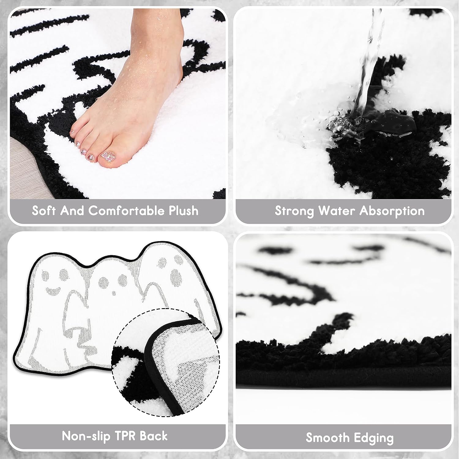 Feblilac Black Bat Bath Mat, Fun Soft Absorbent Bathroom Rug, Non-Slip –  Feblilac® Mat