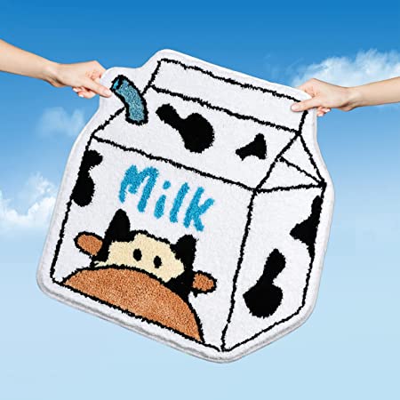 Feblilac Cute MilkBox Tufted Bath Mat