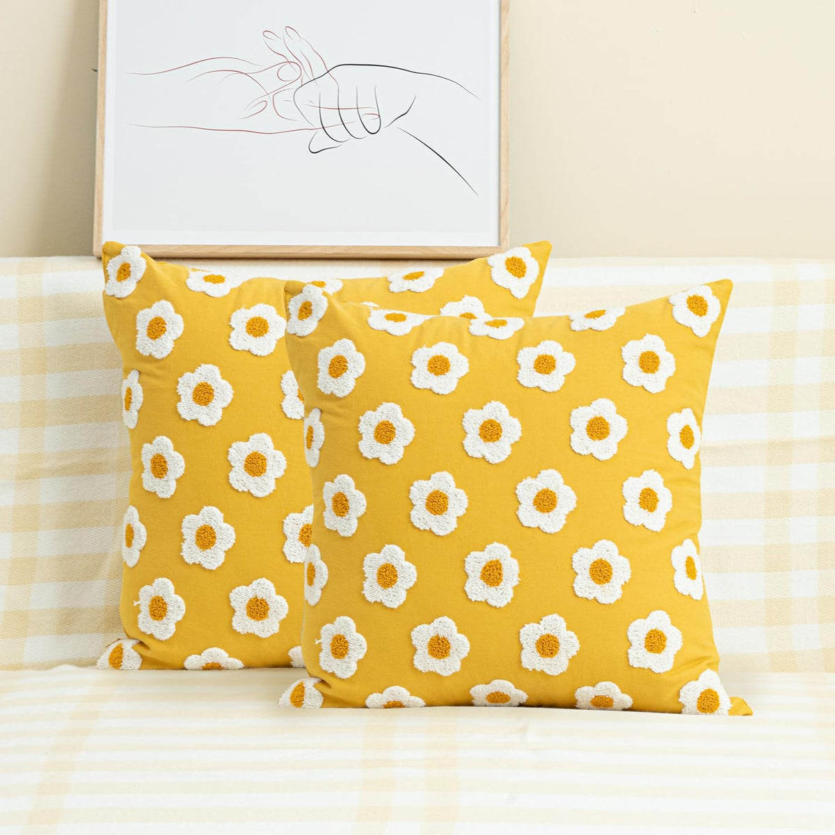 Feblilac Pack of 2 Flower Decorative Throw Pillow Covers Jacquard Pillowcase Soft Square Cushion Cozy Pillowca - view 12