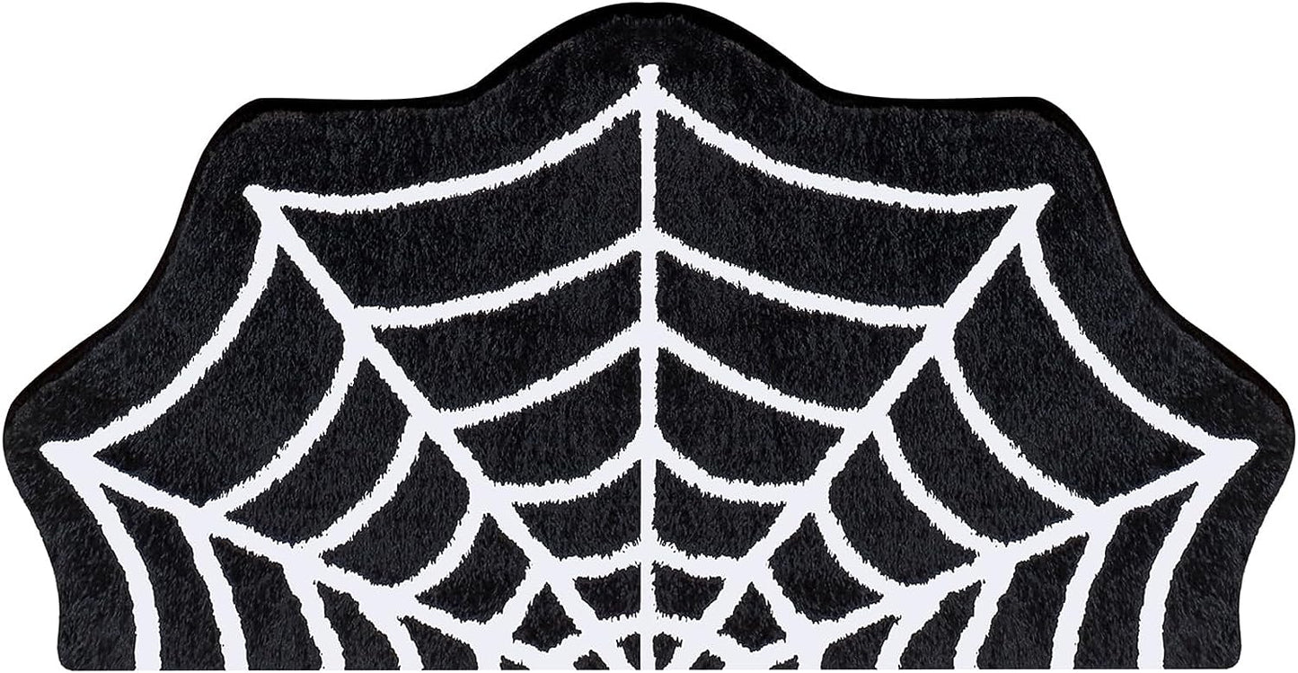 Feblilac Spider Web Rugs, Halloween Rug 20"x 32" Gothic Home Decor Small Rug, Bathroom Goth Rug, Suitable forBathroom, Bedroom, Living Room, Front Door, Holiday Door Mat