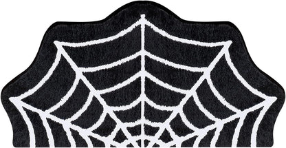 Feblilac Spider Web Rugs, Halloween Rug 20"x 32" Gothic Home Decor Small Rug, Bathroom Goth Rug, Suitable forBathroom, Bedroom, Living Room, Front Door, Holiday Door Mat