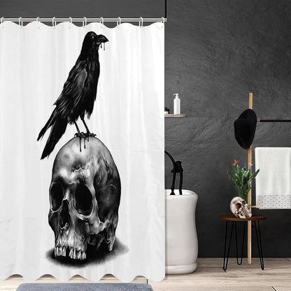 Feblilac Skull Funny Dance Halloween Dancing Cartoon Fun Joints Party Vintage Shower Curtain with Hooks