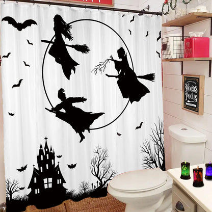 Feblilac Halloween Holiday  Waterproof Witch Shower Curtain with Hooks