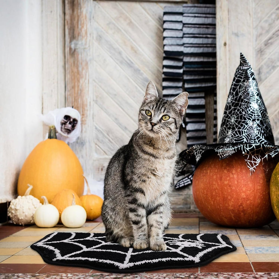 Feblilac Halloween Bathroom Mat Small Rug Cute Bath Mat Spiderweb Bath Rug - view 3