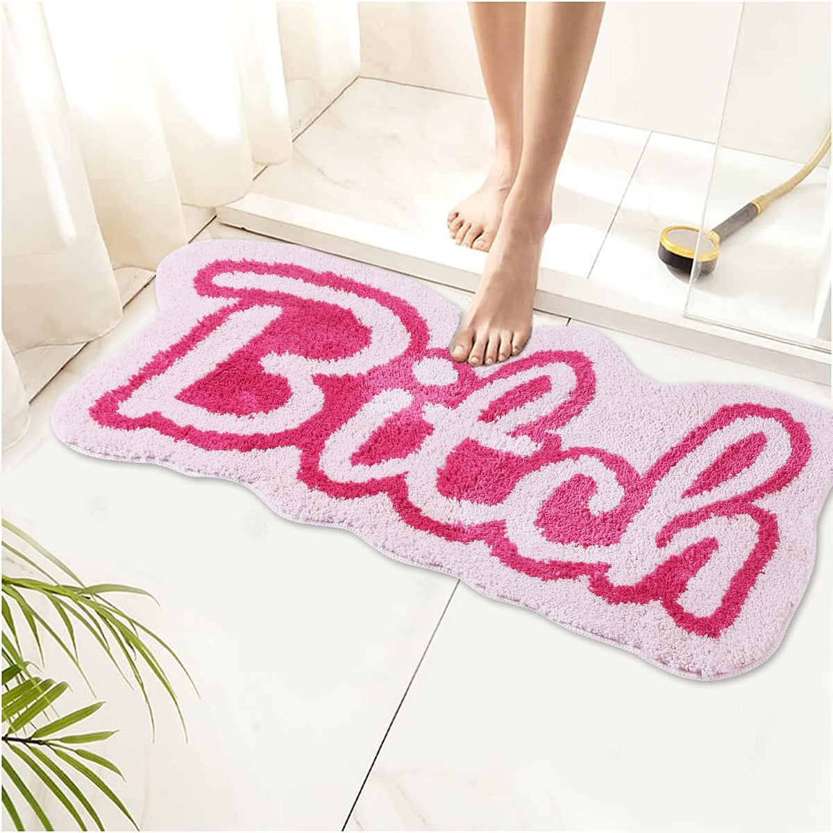 Funny Cute Rugs for Bedroom Bathroom Dorm Kitchen Non Slip Rubber Backed Machine Washable, Swear Words Bitch F