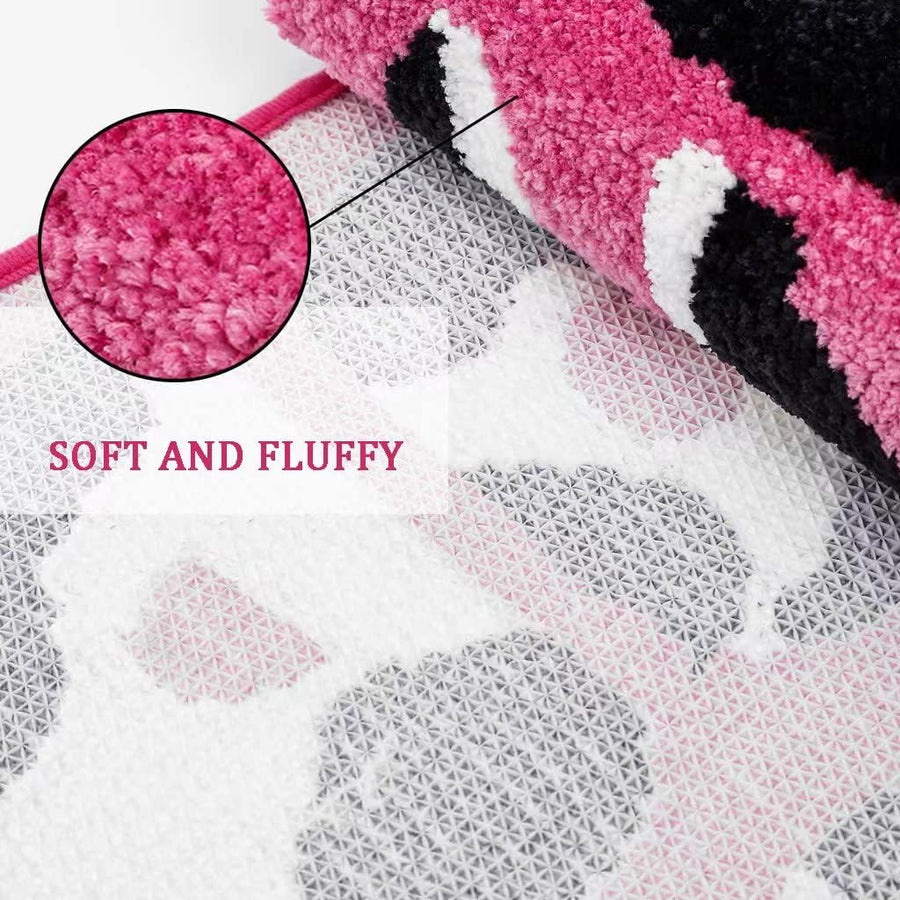 Feblilac Good Vibes Funny Cute Bath Mat Hot Pink Non-Slip Soft Cow Print Girl Preppy Bathroom Decor Rug Microf - view 4