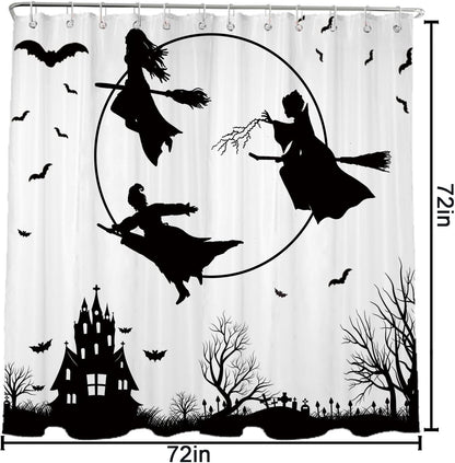 Feblilac Halloween Holiday  Waterproof Witch Shower Curtain with Hooks