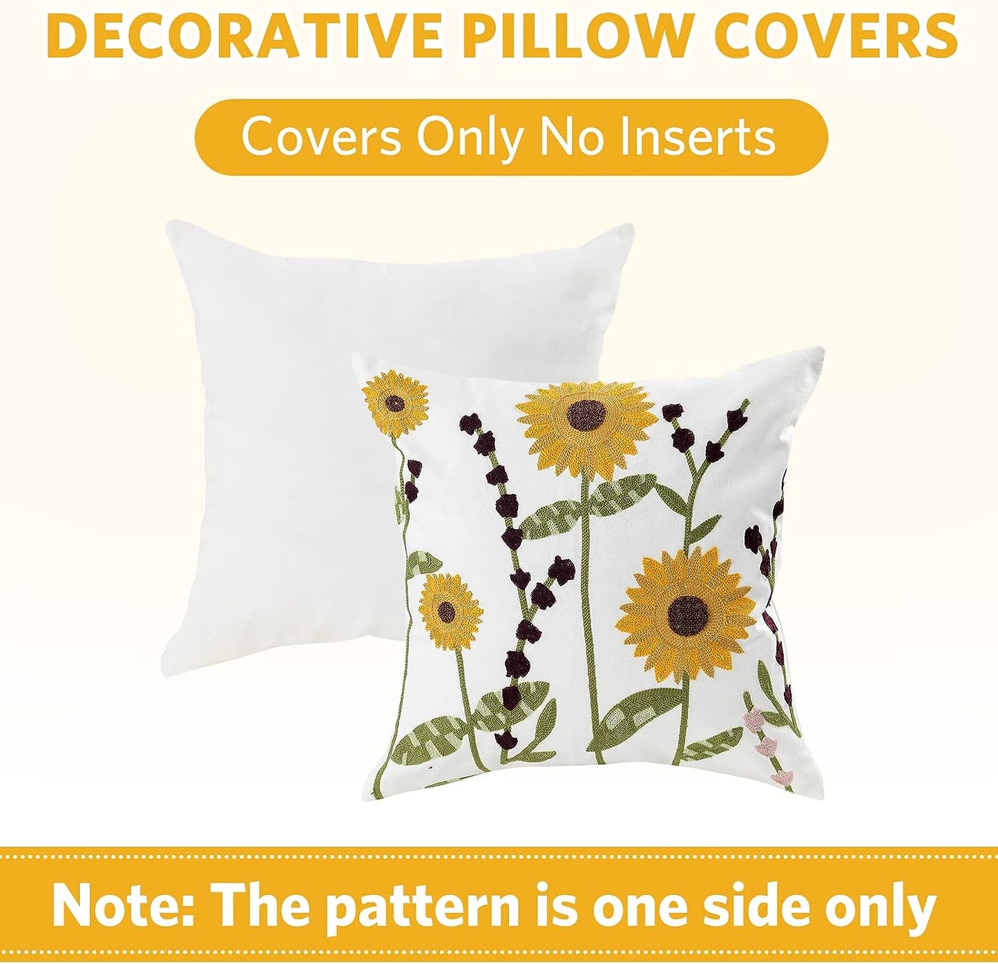 Feblilac Pack of 2 Flower Decorative Throw Pillow Covers Jacquard Pillowcase Soft Square Cushion Cozy Pillowcase for Couch Bedroom(Style1,18x18 Inch)