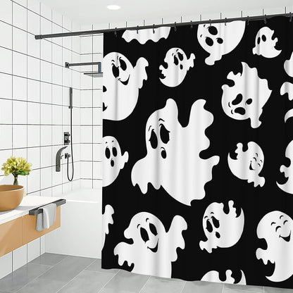 Feblilac Skull Funny Dance Halloween Dancing Cartoon Fun Joints Party Vintage Shower Curtain with Hooks