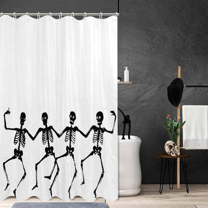 Feblilac Skull Funny Dance Halloween Dancing Cartoon Fun Joints Party Vintage Shower Curtain with Hooks