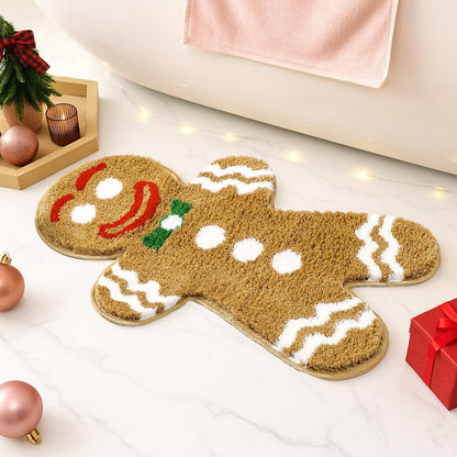 Holiday Gingerbread Man Bath Mat – Cute Christmas Bathroom Decor