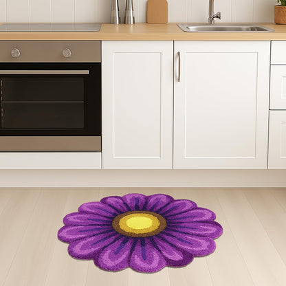 Feblilac Purple Flowers Tufted Bath Mat