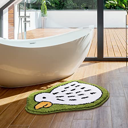 Feblilac Cute White Duck Tufted Bath Mat
