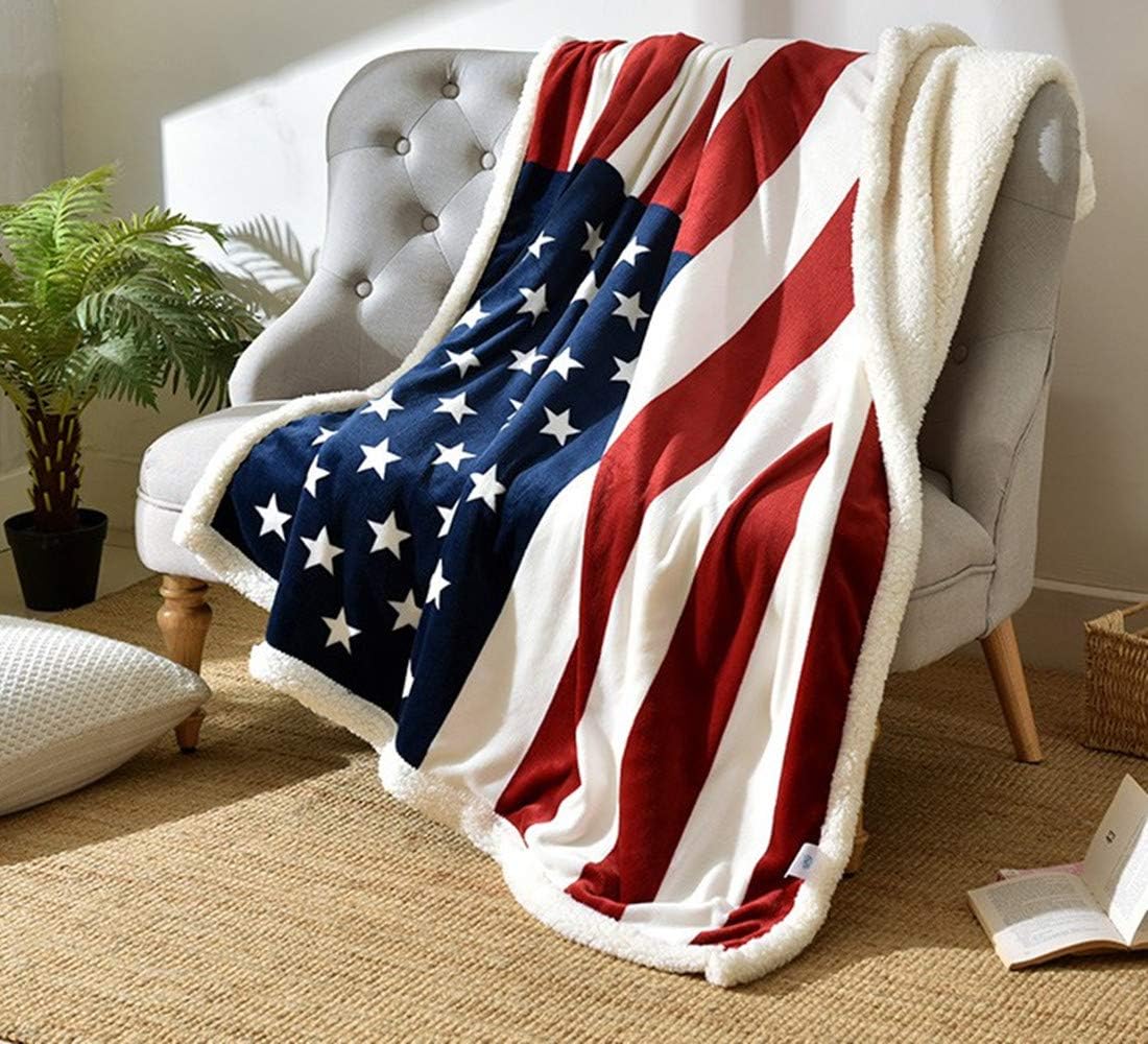 American Flag Throw 60'' X 50''- Bohemian Soft Plush Flannel Throw Blankets for Bed/Couch/Sofa/Office/Camping