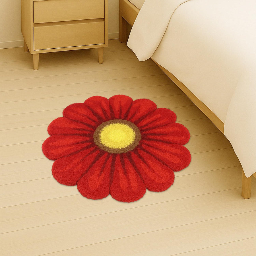 Feblilac Red Flowers Tufted Bath Mat - view 4