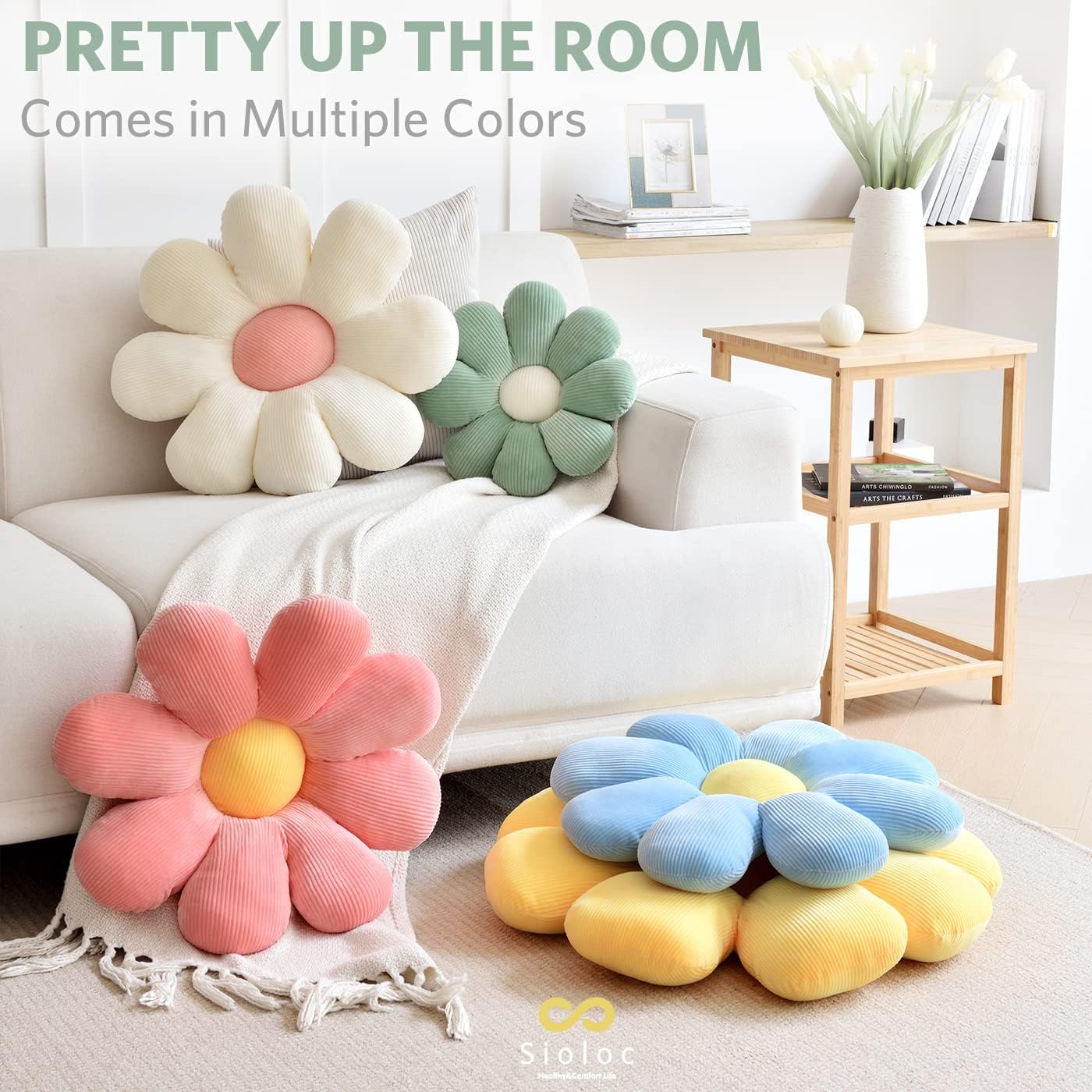 Feblilac Flower Pillow, Flower-Shaped Throw Pillow, Butt Cushion Floor Pillow, Seating Cushion, Cute Room Decor, Plush Pillow for Bedroom Sofa Chair