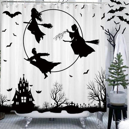 Feblilac Halloween Holiday  Waterproof Witch Shower Curtain with Hooks