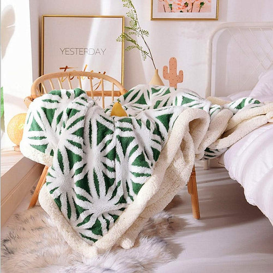 Green Throw 60'' X 50''- Bohemian Soft Plush Flannel Throw Blankets for Bed/Couch/Sofa/Office/Camping