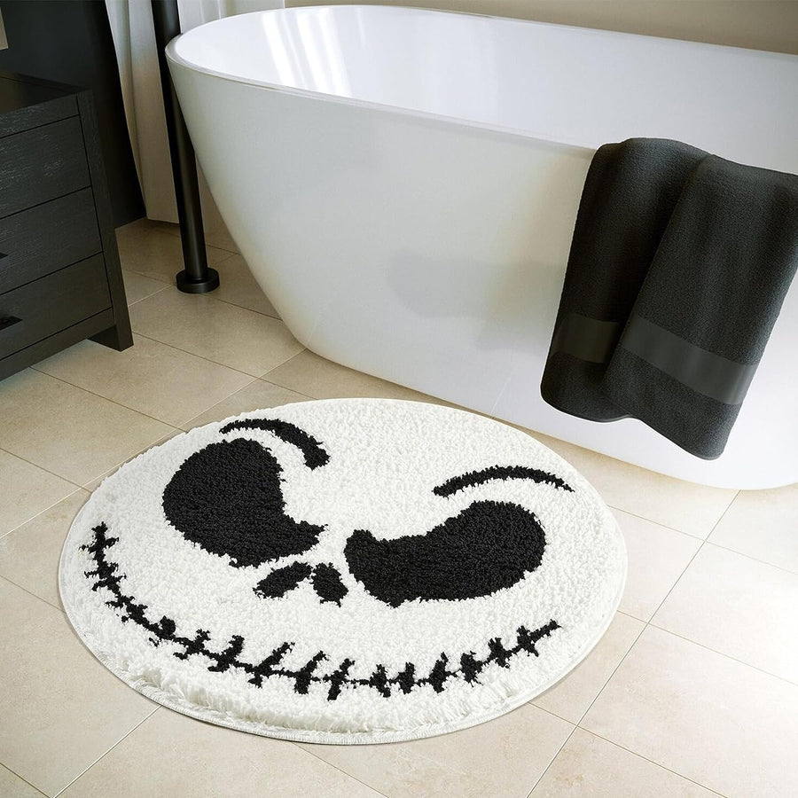 Feblilac Halloween Round Bathroom Rugs Mat 2ft, Non-Slip Machine Washable Soft Absorbent Shaggy Bath Rug