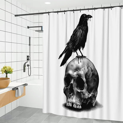 Feblilac Skull Funny Dance Halloween Dancing Cartoon Fun Joints Party Vintage Shower Curtain with Hooks