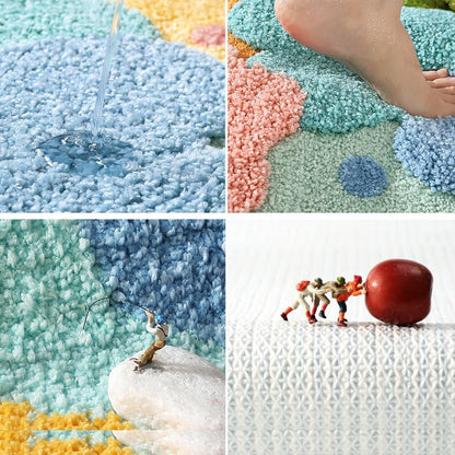 Feblilac Colorful Flowers Bath Rug Soft Non-Slip Bathroom Mat Water Absorbent Bathroom Rug Machine Washable Shower Floor Mats