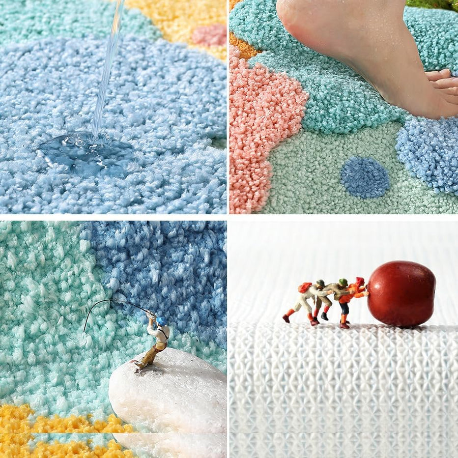 Feblilac Colorful Flowers Bath Rug Soft Non-Slip Bathroom Mat Water Absorbent Bathroom Rug Machine Washable Sh - view 4