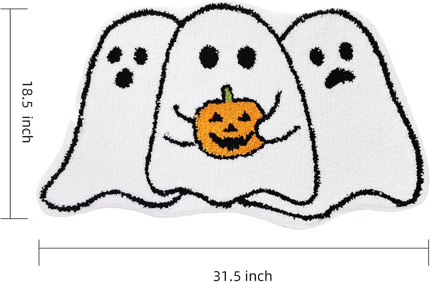 Feblilac Halloween Ghost Bath Mat for Bathroom, Cute White Ghost Bathroom Rug