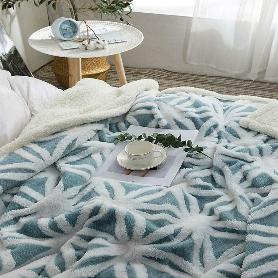 Light Blue Throw 60'' X 50''- Bohemian Soft Plush Flannel Throw Blankets for Bed/Couch/Sofa/Office/Camping - view 2