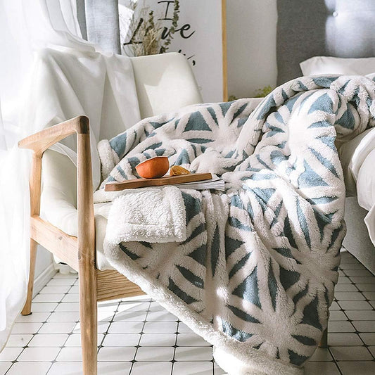 Light Blue Throw 60'' X 50''- Bohemian Soft Plush Flannel Throw Blankets for Bed/Couch/Sofa/Office/Camping