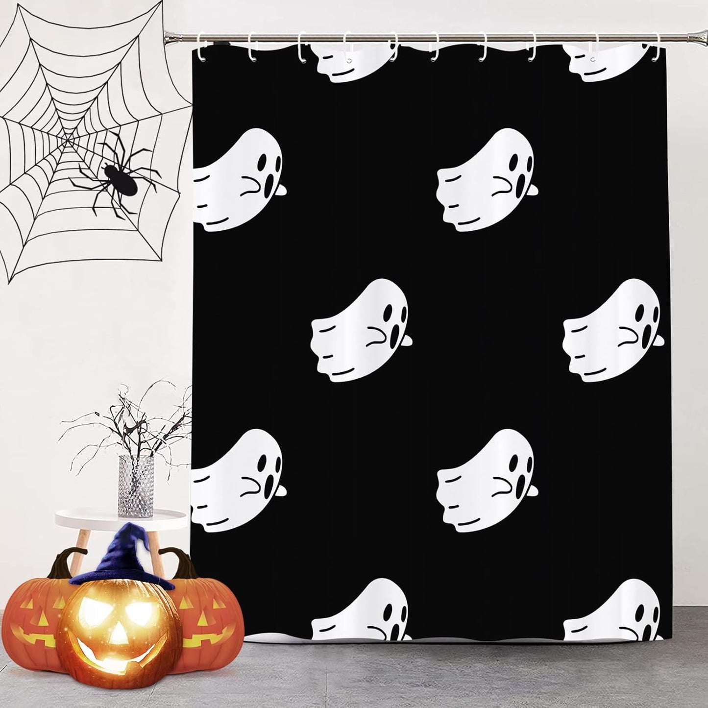 Feblilac Skull Funny Dance Halloween Dancing Cartoon Fun Joints Party Vintage Shower Curtain with Hooks