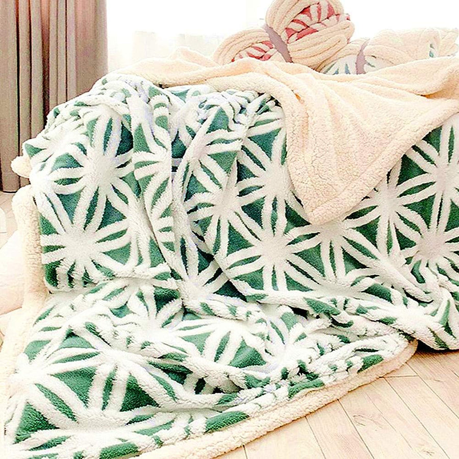 Green Throw 60'' X 50''- Bohemian Soft Plush Flannel Throw Blankets for Bed/Couch/Sofa/Office/Camping - view 2