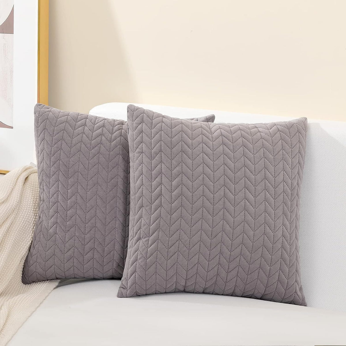 Feblilac Set of 2 Decorative Throw Pillow Covers Pillowcases Soft Square Cushion Covers Farmhouse Home Decor S - view 9