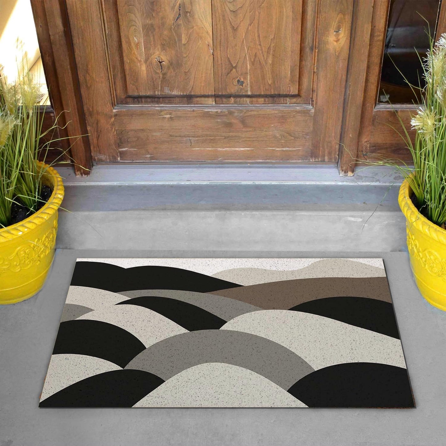 Feblilac Irregular Black, White and Gray Mountains PVC Coil Door Mat