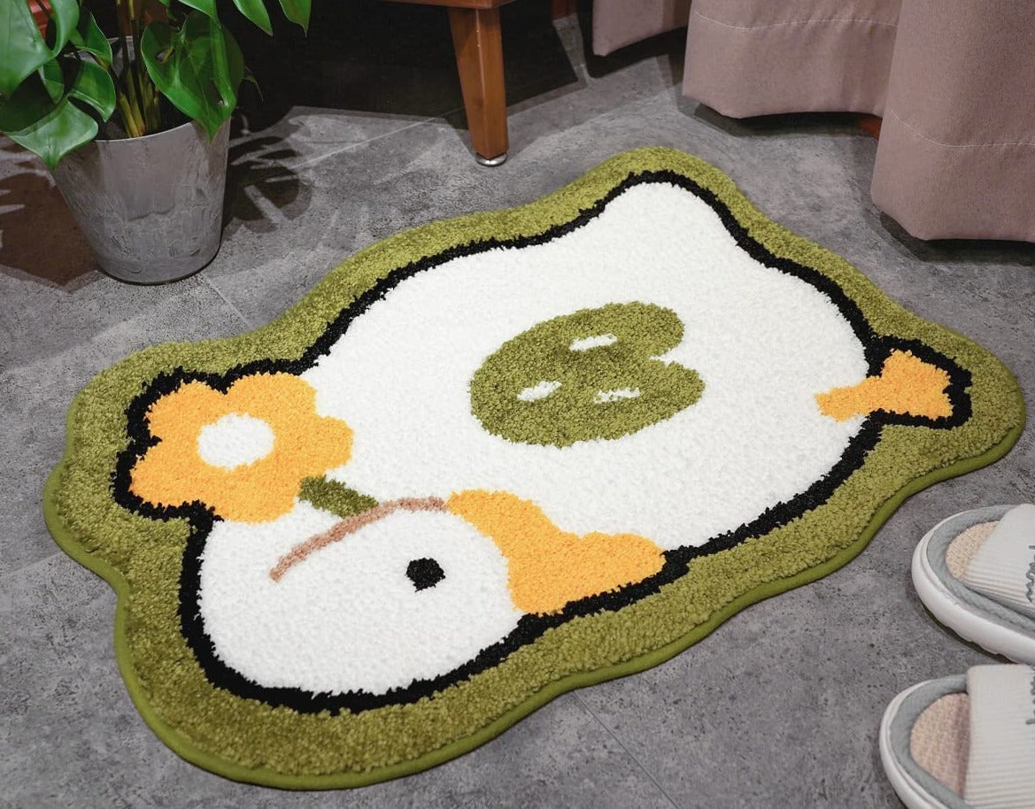 Cute Little Duck and Flower Bath Mat, Soft Shower Rug