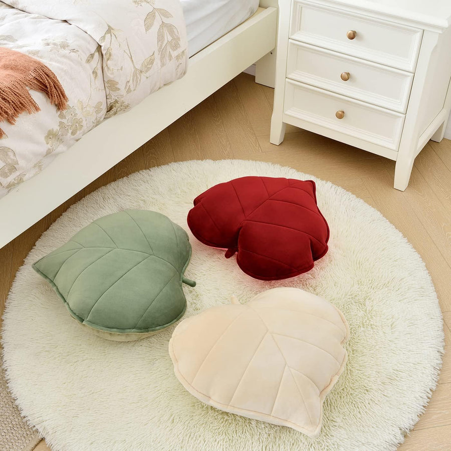 Feblilac 3D Leaf Pillows Shaped Throw Pillow Soft Back Floor Cushion Plush Green Plant Sofa Pillow for Home De - view 3