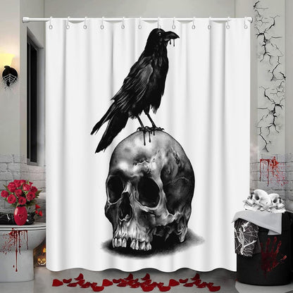 Feblilac Skull Funny Dance Halloween Dancing Cartoon Fun Joints Party Vintage Shower Curtain with Hooks