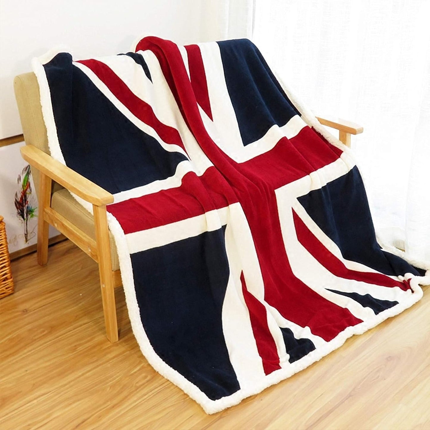 Union Jack Throw 60'' X 50''- Bohemian Soft Plush Flannel Throw Blankets for Bed/Couch/Sofa/Office/Camping