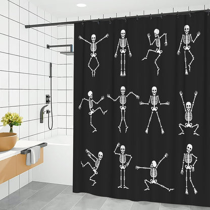 Feblilac Skull Funny Dance Halloween Dancing Cartoon Fun Joints Party Vintage Shower Curtain with Hooks