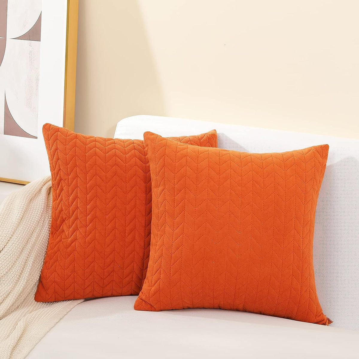 Feblilac Set of 2 Decorative Throw Pillow Covers Pillowcases Soft Square Cushion Covers Farmhouse Home Decor S - view 8