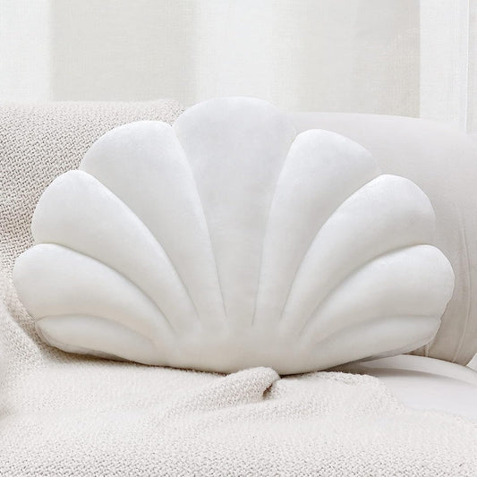 Feblilac Shell Pillows,Seashell Shaped Accent Throw Pillows,Decorative Pillow Cushion Floor Pillow for Couch Bed(Ivory,18 X 13 in)