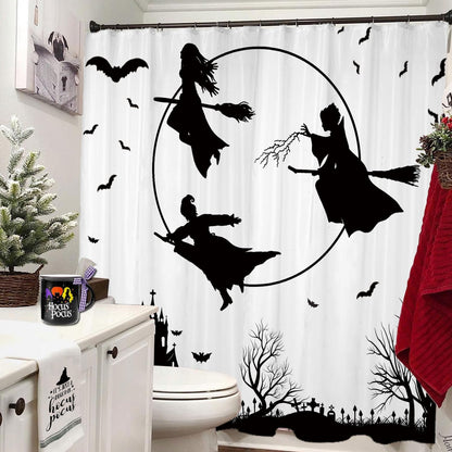 Feblilac Halloween Holiday  Waterproof Witch Shower Curtain with Hooks